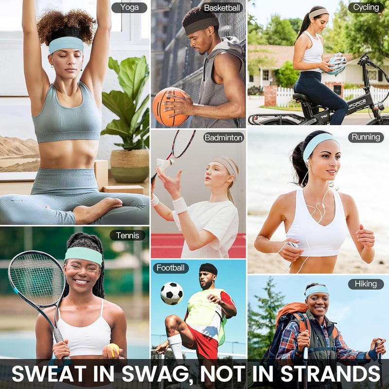 DiyJibb 10 PCS Headbands for Women - Fashion Non Slip Cotton Headbands for Women and Men Perfect for Sports and Outdoor Activities in Summer,Including Running, Yoga, Cycling, Gym Workouts - Image 2